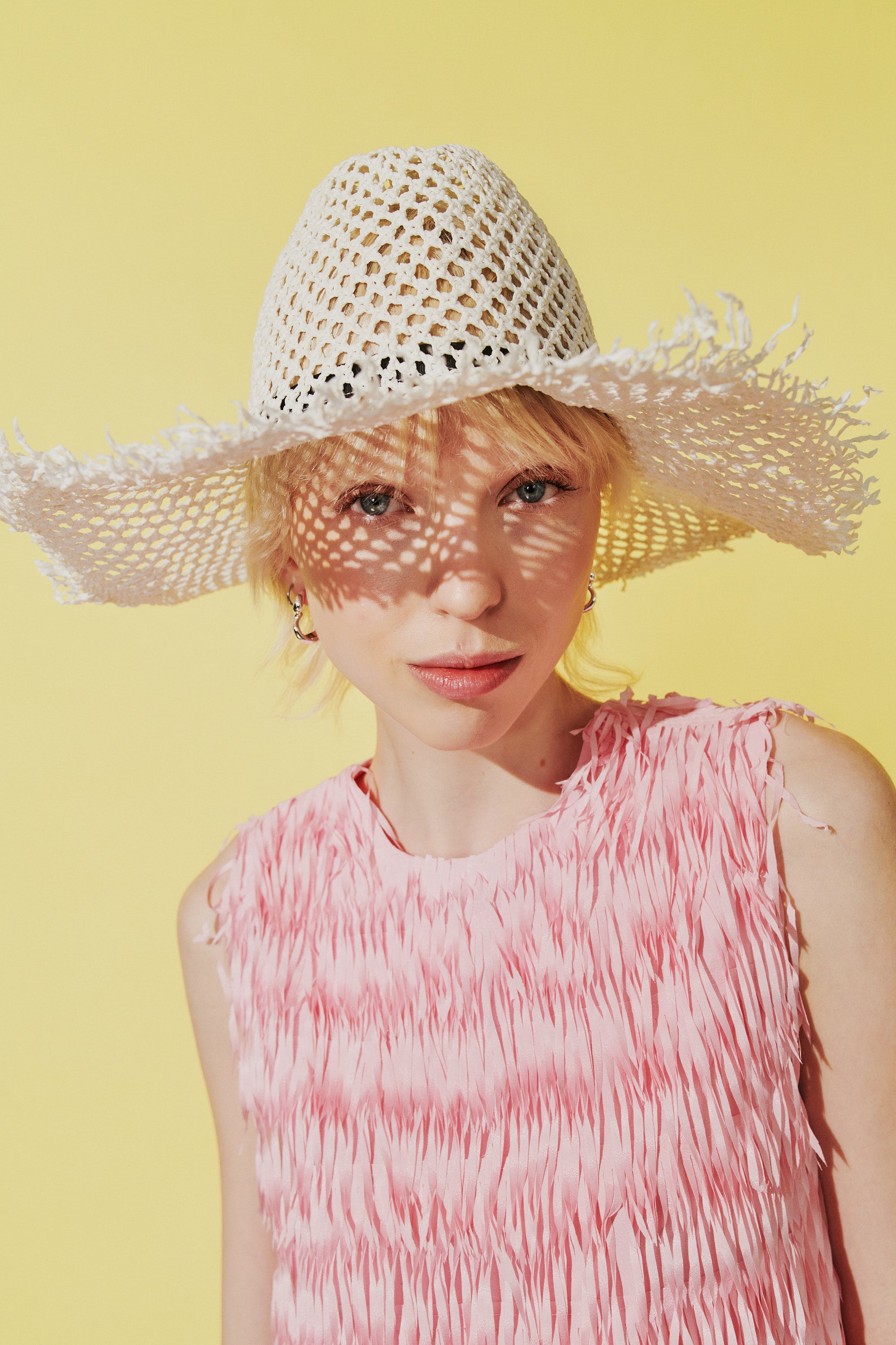 White Fedora printed straw hat Fedora Straw Hat | Handmade Straw Hats | éN Hats – enhats.com main image 3