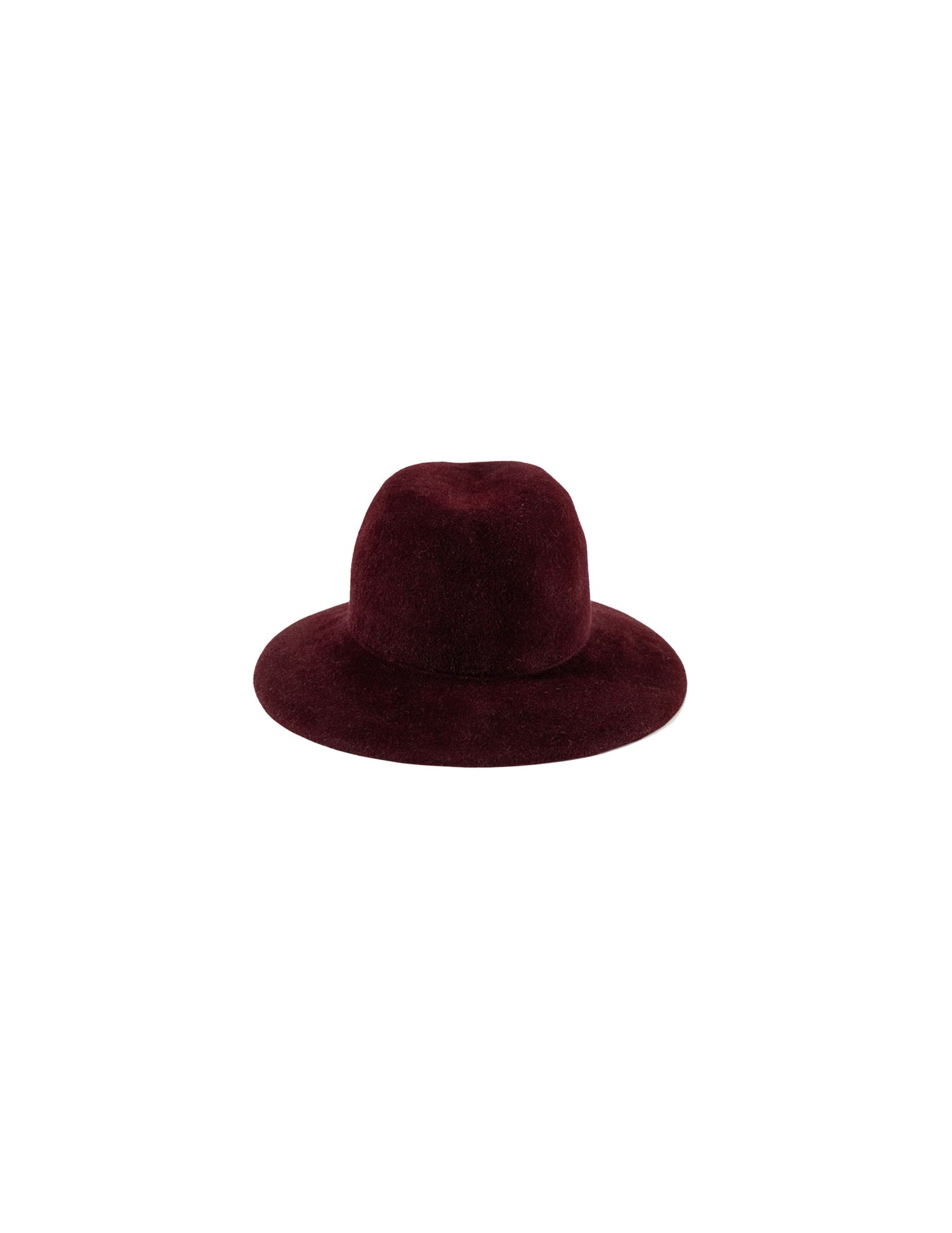 A burgundy Fedora Slope hat with a center-dent crown and a sloping brim.